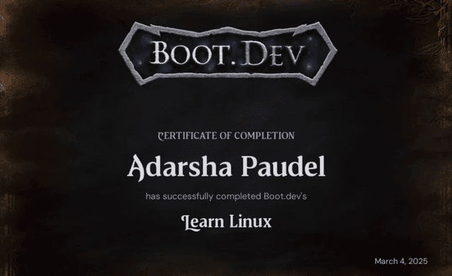 Learn Linux certification from Boot.Dev
